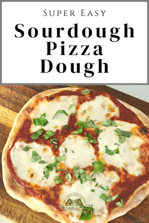 You will love this easy sourdough pizza crust recipe that gives you a pizza full of flavor and the goodness of sourdough. For this recipe you only need 5 common ingredients. Easy Sourdough Pizza Crust, Sourdough Bread Pudding, Sourdough Tips, Sourdough Pizza Crust Recipe, Our Gabled Home, Sourdough Pizza Dough Recipe, Kale Pizza, Eating Seasonally, Sourdough Pizza Dough