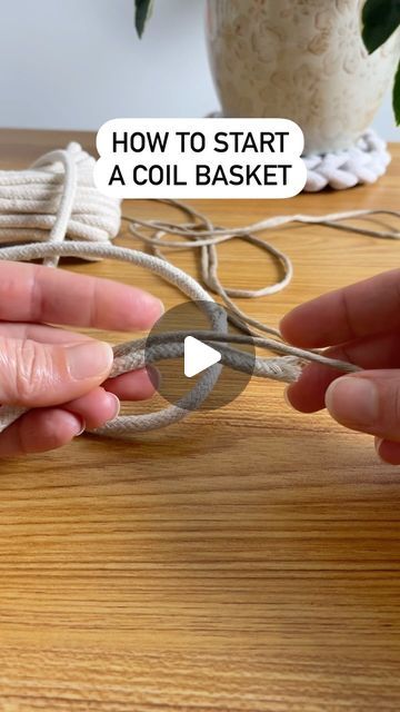 MaCREme | Fiber Artist | Macrame Tutorials on Instagram: "Here’s one way to start a coil basket! #coilbasket #basketmaking #basketweaving #diyhomedecor #handmade #diycrafts #craftersgonnacraft" Upcycling, Diy Crochet Rope Basket, Coiled Rope Basket Diy, Rope Basket Tutorial, Clothesline Basket, Coil Basket, Macrame Basket, Fabric Basket Tutorial, Diy Rope Basket