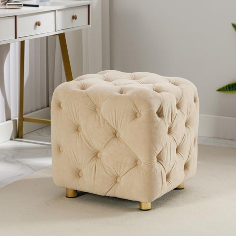 Stools For Living Room, Velvet Bedroom, Bedroom Ottoman, Hamptons Modern, Dressing Table Stool, Makeup Chair, Bedroom Entrance, Foot Rest Ottoman, Small End Tables