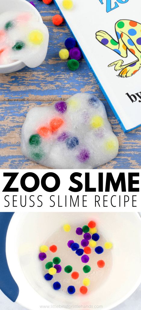 Easy Slime Recipes For Kids, Easy Slime Recipes, Dr Seuss Preschool Crafts, Dr Suess Crafts, Zoo Activities Preschool, Dr Seuss Preschool Activities, Slime Kids, Dr Seuss Art, Zoo Preschool