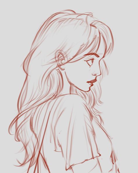 Croquis, Face Profile Drawing, Procreate Timelapse, Swing Drawing, Side Face Drawing, Girl Hair Drawing, Easy Girl, Digital Art Software, Female Face Drawing