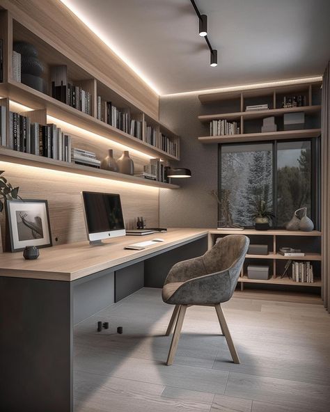 Home Study Rooms, Modern Home Offices, Office Interior Design Modern, Study Room Design, Small Home Offices, Bilik Tidur, Office Layout, Modern Home Office, Home Office Setup