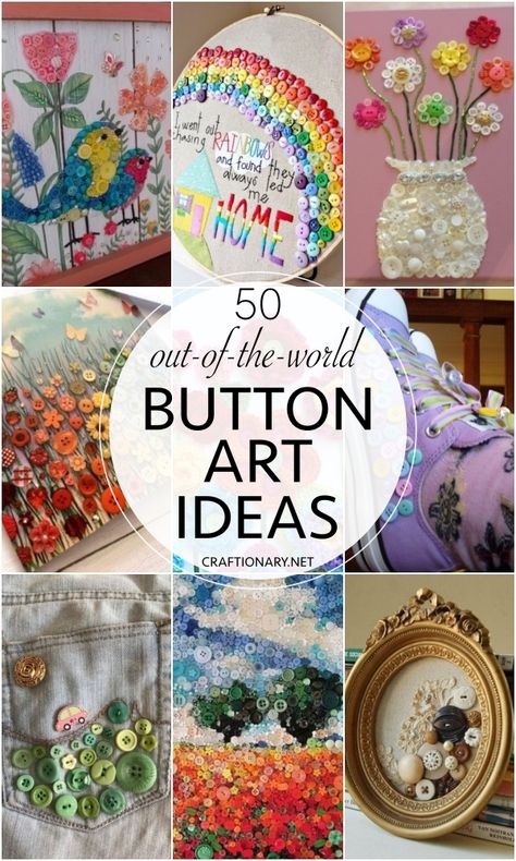 Nature, Decorating Clothes With Buttons, Art Using Buttons, Mosaic With Buttons, Diy Button Ornaments, Craft With Buttons Project Ideas, Ideas For Buttons Craft Projects, Shank Button Crafts, Craft Ideas With Buttons