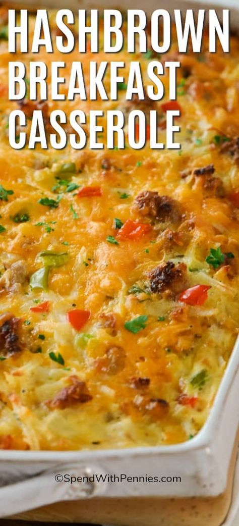 Hashbrown breakfast casserole is a hearty and delicious make ahead casserole. Whether just prepping or baking ahead it is the best early morning option. Try freezing leftovers for a quick and easy breakfast on the go! #spendwithpennies #breakfastcasserole #breakfast #casserole #hashbrownbreakfastcasserole #makeahead #overnightbreakfast Breakfast Casserole Cracker Barrel, Break Fast Casseroles, Easy Breakfast Casserole With Hashbrowns No Meat, Make Ahead Breakfast To Freeze Casserole, 9x13 Breakfast Recipes, Day Before Breakfast Casserole, Easy Breakfast Casserole With Veggies, Breakfast Casserole With Evaporated Milk, Omelet Breakfast Casserole