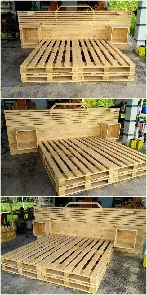 Pallet Beds, Palet Bed, Wooden Pallet Beds, Diy Pallet Bed, Pallet Furniture Designs, Pallet Bed, Wooden Pallet Furniture, Hemma Diy, Bilik Tidur