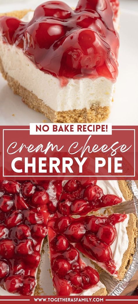 Cherry Cheese Pie Recipe, Cherry Pie Filling Cool Whip Dessert, Cherry Pie Cream Cheese Recipe, Cherry Pie Cream Cheese, Cherry And Cream Cheese Pie, Mini Cherry Pies With Graham Cracker Crust, Cream Cheese Pie Filling Recipe, No Bake Cherry Pie Filling Desserts, Simple Cherry Pie