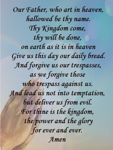 Our Father, who art in heaven, hallowed be thy name. Thy Kingdom come, thy will be done, on earth as it is in heaven Give us this day o... Prayer For Fathers, God Answers Prayers, Our Father Prayer, Our Father Who Art In Heaven, Spiritual Warfare Prayers, Thy Will Be Done, Lord’s Prayer, Our Father In Heaven, Christian Prayers