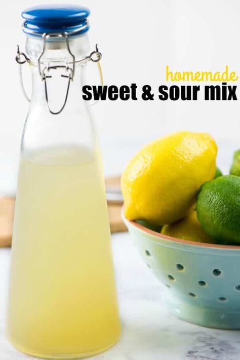 Homemade Sweet and Sour Mix - Cocktail Recipe - Real Housemoms Essen, Margaritas, Sweet And Sour Margarita Recipe, Sweet And Sour Mix Recipe, Homemade Sweet And Sour Mix, Party Alcohol Drinks, Whiskey Sour Mix, Homemade Sour Mix, Sour Drink