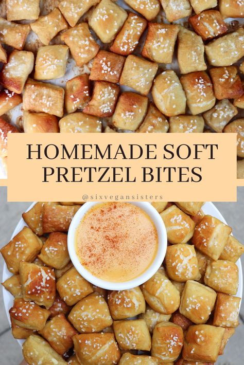 Homemade Soft Pretzel Bites, Soft Pretzel Bites, Homemade Soft Pretzels, Vegan Cheese Sauce, Soft Pretzel, Sweet Snacks Recipes, Soft Pretzels, Food Recepie, Baked Dessert Recipes