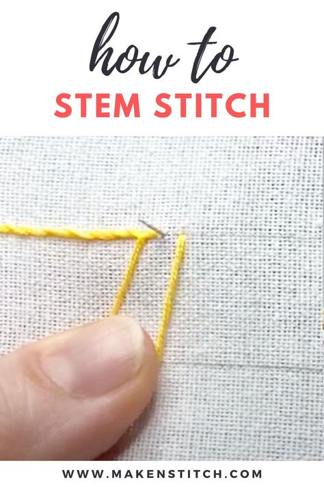 Watch my step-by-step video tutorial and learn how to embroider the Stem Stitch. Embroidered Stitches Tutorial, Tela, Patchwork, How To Do Stem Stitch Embroidery, Stem Embroidery Tutorial, Stem Sewing Activities, Embroidery Stitch How To, How To Stem Stitch, Stem Stitch Embroidery Tutorials