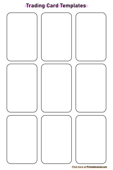 Free Printable Blank Trading Card Template PDF Blank Playing Cards Template, Playing Card Template Free Printable, Free Card Template, Card Base Templates, Trading Cards Design Ideas, Card Templates Printable Free Downloads, Game Card Design Template, Business Card Template Free Printables, Printable Cards Free Templates