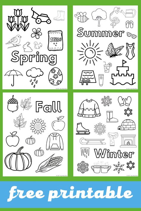 Seasons Colouring Pages, Seasons Unit Kindergarten, Four Seasons For Preschool, Four Seasons Lesson Plan Kindergarten, The Four Seasons Preschool Lesson Plans, Summer Season Activity For Preschool, Four Seasons Worksheets For Kindergarten, 4 Seasons Activity Kindergarten, Seasons Lessons Preschool