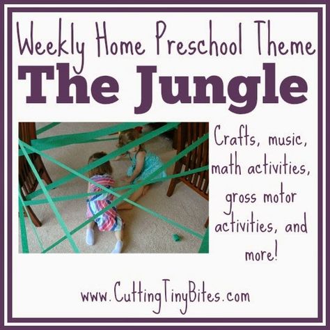 Jungle Theme Homeschool Preschool. Crafts, music, math activities, gross motor activities, picture books, and more! Perfect amount of activities for one week of EASY home pre-k. Music Theme Preschool, Jungle Preschool, Music Crafts Preschool, Jungle Activities, Preschool Jungle, Jungle Crafts, Tiny Bites, Home Preschool, Daycare Themes