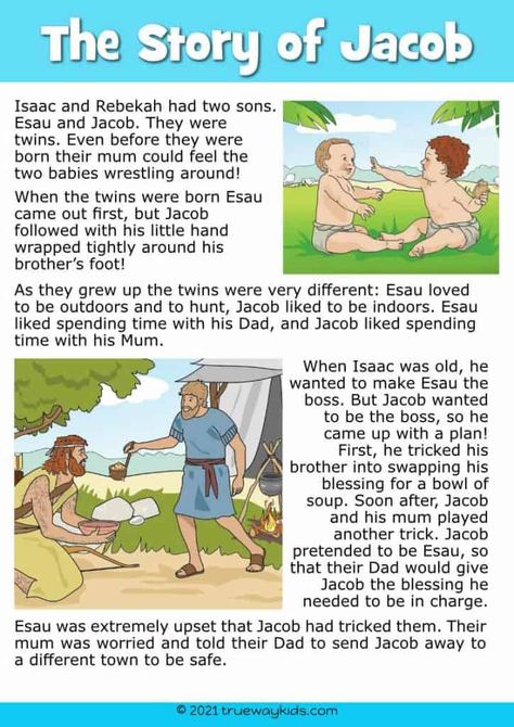 Sunday Class Lessons, Jacob Bible Story, Children Bible Stories, Kids Bible Stories, Jacob Bible, Bible Story For Kids, God Stories, Sunday School Stories, Bible Stories For Children