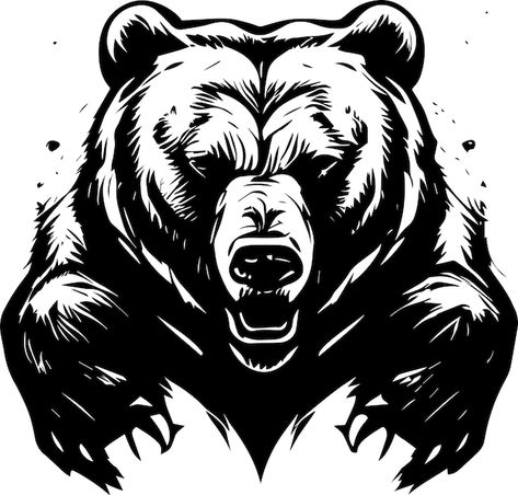 Vector grizzly bear icon silhouette logo | Premium Vector #Freepik #vector #bear-silhouette #wildlife-logo #bear #landscape-silhouette Grisley Bear, Grizzly Bear Silhouette, Grizzly Bear Drawing, Wildlife Logo, Clothing Line Logos, Bear Landscape, Bear Paw Tattoos, Patches Ideas, Bear Icon