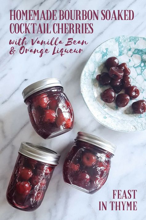 Margaritas, Cocktail Cherries, Homemade Bourbon, Bourbon Cherries, Liquor Recipes, Cherry Cocktail, Orange Liqueur, Liqueurs Recipes, Christmas Homemade