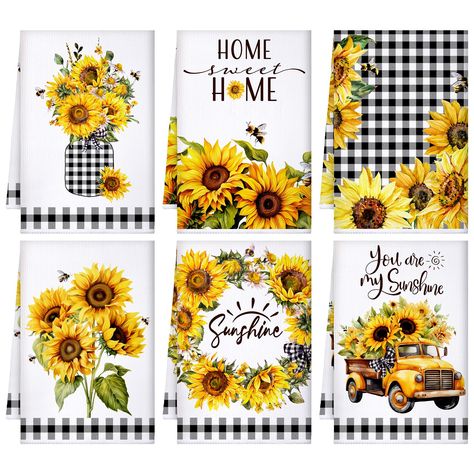 Xmas Kitchen, Daisy Tea, Tuscany Kitchen, Crochet Towel Topper, Sunflower Kitchen Decor, Yellow Kitchen Decor, Spring Kitchen, Sunflower Kitchen, Decorative Kitchen Towels