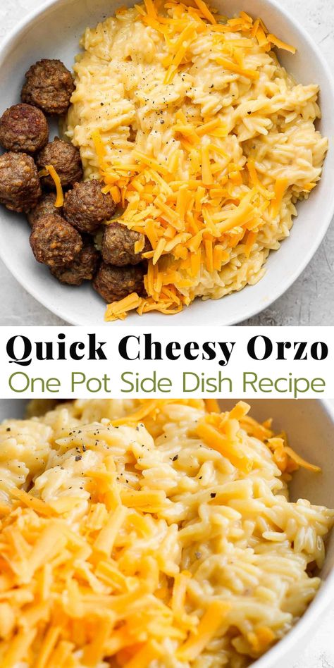 Side Dishes With Orzo, Essen, Easy Family Side Dishes, Orzo Recipes Cheesy, Orzo As A Side Dish, Quick And Easy Orzo Recipes, Easy Vegetarian Dinners For Two, Breakfast Orzo Recipes, Side Dishes Orzo