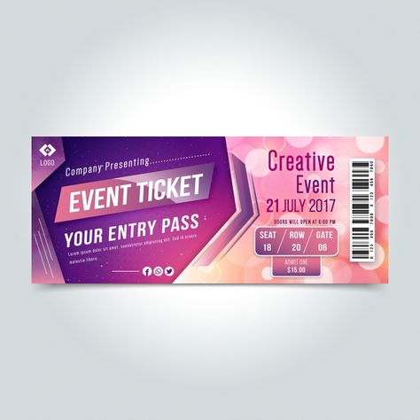 Event Badge Design, Ticket Design Template, Event Entry, Ticket Party Invitations, Corporate Id, Ticket Card, Concert Ticket, Party Tickets, Ticket Design