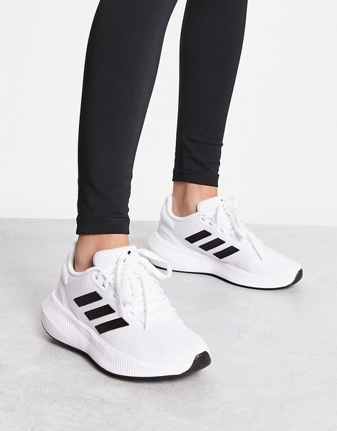 Adidas Sport Shoes, Adidas Workout Outfits, Running Shoes Outfit, Adidas Falcon Shoes, Adidas Women Shoes, Rubber Shoes For Women, Adidas Running Shoes Women, Adidas White Shoes, Adidas Runners