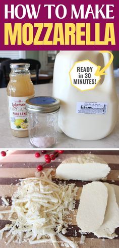 This homemade mozzarella cheese recipe will leave you with a ready-to-use mozzarella cheese in 30 minutes! Learn how to make mozzarella cheese at home and never have to buy it again! Perfect for homemade lasagna, homemade pizza, and more! No rennet needed. Essen, Easy Homemade Mozzarella, Lasagna Homemade, Mozzarella Cheese Recipe, Make Mozzarella Cheese, Homemade Mozzarella Cheese, Recipes With Mozzarella Cheese, Cheese Recipes Homemade, Homemade Mozzarella