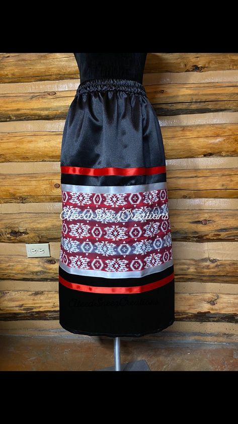 Black Satin Ribbon Skirt With Native Print Satin Ribbon Skirt Native American Ribbon Skirt Satin Ribbon Skirt Native Print Ribbon - Etsy Canada Ribbon Skirt Native American, Ribbon Skirts Pattern, Native American Ribbon Skirt, Skirts Pattern, Native American Dress, Ribbon Skirt, Native Print, Skirt Satin, American Dress