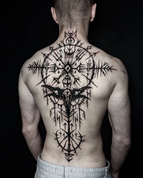 Black Back Tattoos Men, Ulfhednar Tattoo, Lighting Tattoo, Viking Tattoos For Men, Viking Rune Tattoo, Different Styles Of Tattoos, Pagan Tattoo, Scandinavian Tattoo, Viking Tattoo Symbol