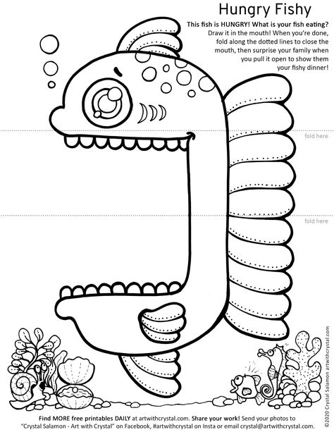 Free Printable Crafts, Sea Crafts, Fish Crafts, Preschool Art Activities, Ocean Crafts, Big Mouth, Printable Crafts, Childrens Crafts, Free Printable Coloring