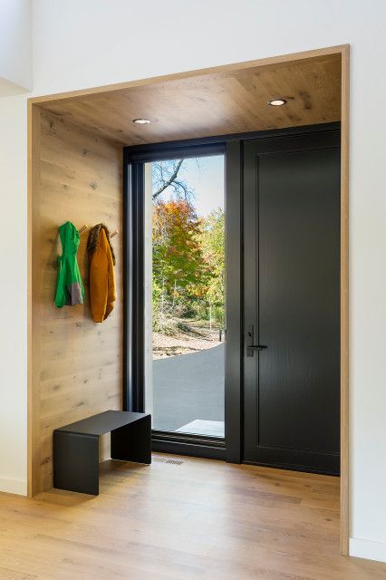 Scandinavian Modern Entry - Scandinavian - Entry - Minneapolis - by 10K Architecture | Houzz Scandinavian Front Door, Scandinavian Entry, Scandinavian Foyer, Scandinavian Entryway Ideas, Scandinavian Doors, Scandinavian Door, Scandinavian Entryway, Scandinavian Exterior, Exterior Door Styles