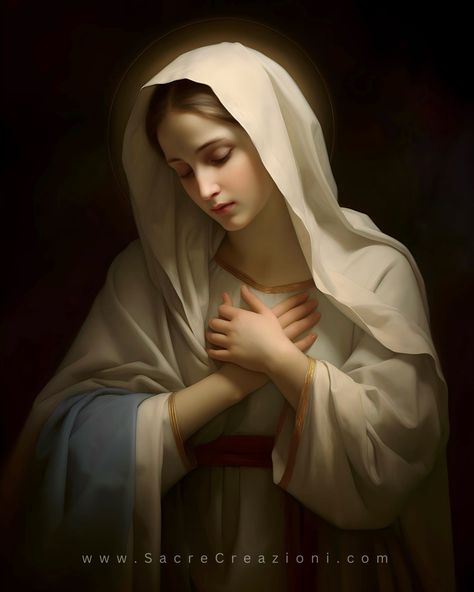 Catholic Printable Art Virgin Mary Praying, Virgin Mary Picture, Mother Mary Pictures, Prayer Images, مريم العذراء, Catholic Beliefs, Virgin Mary Art, Mother Mary Images, Blessed Mary