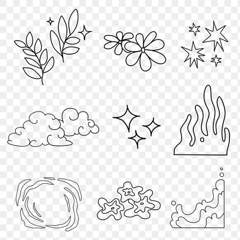 Nature, Transparent Doodles, Png Collage, Doodle Line Art, Sparkle Png, Flower Black And White, Line Art Black And White, Line Art Black, Flower Doodle