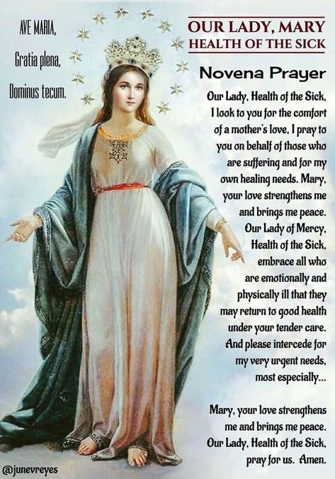 Prayers to the Blessed Virgin Mary | MaryPages Novena For Healing, Our Lady Of Good Health, Immaculate Mary, Prayer For The Sick, Catholic Prayers Daily, Prayer For Health, Prayers To Mary, Novena Prayers, Everyday Prayers