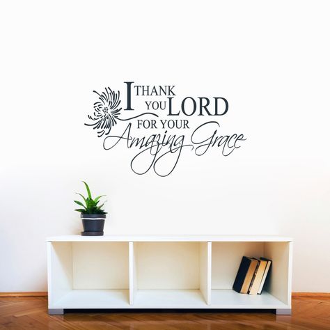 Sweetums I Thank You Lord, Amazing Grace' 36 x 21-inch Wall Decal (Teal), Blue Home Stickers, Personalized Wall Decals, Kitchen Wall Decals, Purple Bedding, Wallpaper Purple, Pvc Wall, Thank You Lord, Wall Quotes Decals, I Thank You