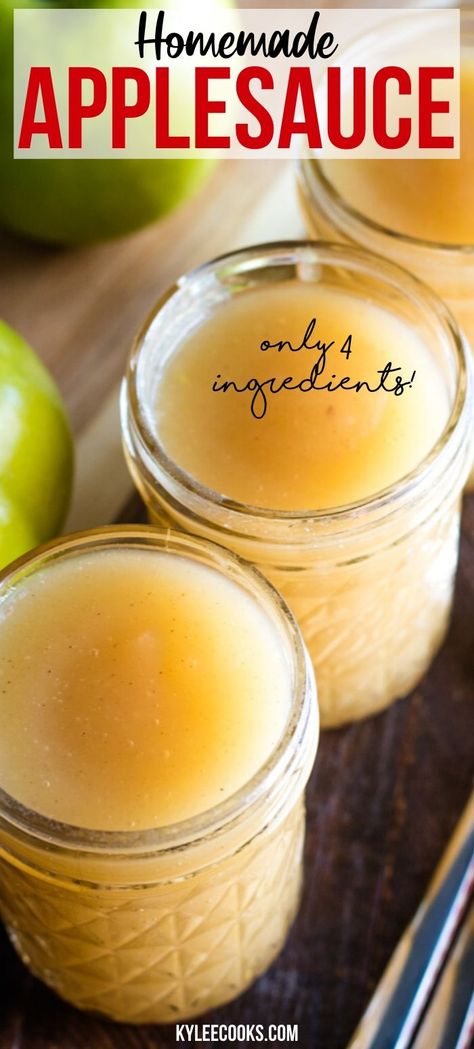 A simple, no-frills homemade applesauce, that lets you control the sugar! Perfect for families of all sizes, make a big batch for all of you to enjoy!  #homemade #apples #applesauce #kyleecooks Small Batch Homemade Applesauce, Canning Homemade Applesauce, Ball Canning Applesauce Recipe, How To Make And Can Applesauce, Homade Apple Sauce, Homemade Apple Sauce Crockpot, Applesauce Recipes For Canning, Apple Sauce Recipes Canning, How To Make Applesauce Homemade