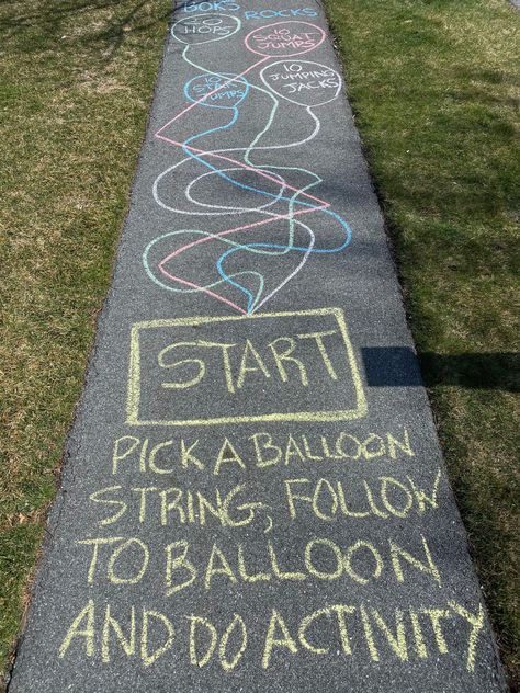 Pavement Chalk Art, Interactive Sidewalk Chalk Art, Chalk Activity Path, Chalk Activities, Fun Chalk Art, Chalk Ideas, Sidewalk Chalk Art, Summer Fun For Kids, Sidewalk Chalk