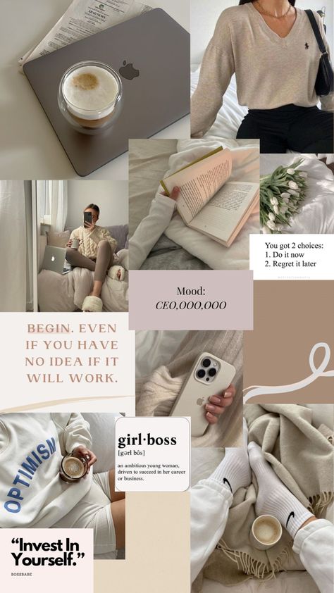 Vision board wallpaper beige Beige Vision Board Wallpaper, Job Wallpaper Aesthetic, Aesthetic Work Wallpaper, Succesfull Woman Aesthetic Wallpaper, Motivation Wallpaper Collage, 2024 Moodboard Wallpaper, Girlboss Wallpaper Aesthetic, Ambitious Wallpaper, Discipline Aesthetic Vision Board