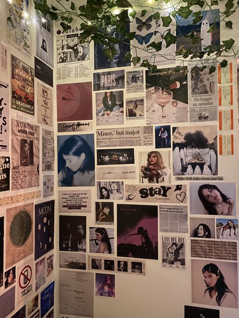 Gracie Abrams Collage, Taylor Swift Wall Collage, Gracie Abrams And Taylor Swift, Collage Wall Aesthetic, Photowall Ideas, Wall Aesthetic, Photo Deco, Room Redesign, Poster Room