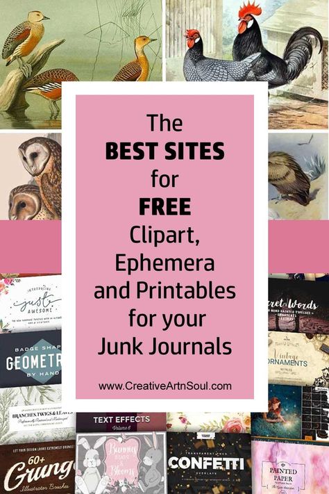 The Best Sites for Free Junk Journal Printables > Creative ArtnSoul Handmade Journals, Journal Printables Free, Free Vintage Printables, Vintage Junk, Vintage Junk Journal, Creative Journal, Diy Journal, Free Clipart, Scrapbook Journal