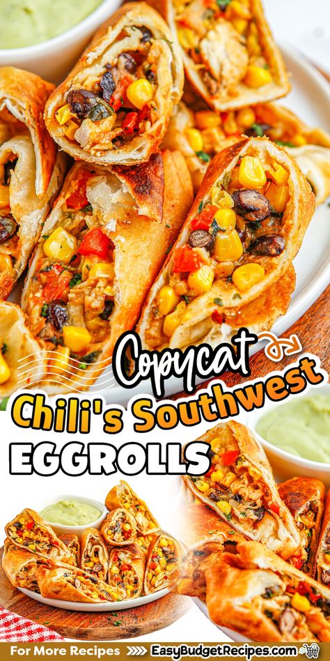 Restaurant Recipes, Essen, Chilis Southwest Eggrolls, Southwest Eggrolls Recipe, Southwest Eggrolls, Southwest Egg Rolls, Sweet Appetizer, Chicken Egg Rolls, Egg Roll Recipes