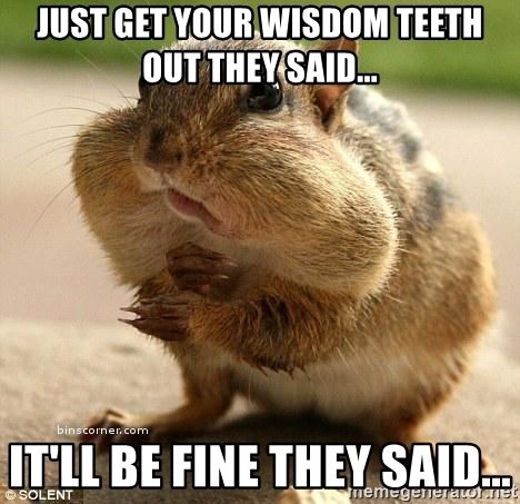 18 Wisdom Teeth Memes That Are Too Funny For Words | SayingImages.com Humour, Dentist Meme, Wisdom Teeth Meme, Wisdom Teeth Quotes, Operating Room Humor, Dentist Jokes, After Wisdom Teeth Removal, Surgery Humor, Wisdom Teeth Funny