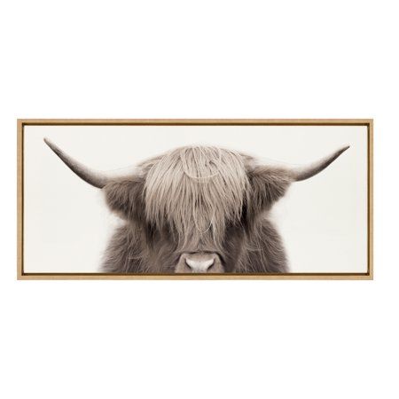 Showcase your farmhouse style while creating a cozy environment with this Highland Cow art print! Being a large scale panel print, it is perfect for over the couch, above the bed or on that big white wall in your dining room that just needs some love. This art print also makes an excellent gift for birthdays, holidays, or house-warming parties. Printed on gallery-wrapped canvas and framed with a lightweight polystyrene frame, this rustic chic wall art is easy to display on the wall. The outer di Cow Art Print, Highland Cow Art, Cow Colour, Chic Wall Art, Cow Canvas, Textured Canvas Art, Farmhouse Art, Cow Art, Animal Canvas