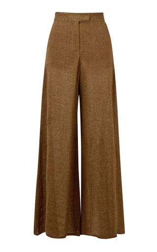 Flared Linen Pants, Brown Linen Pants, Womens Pants Design, Stil Vintage, Linen Fashion, Lisa Marie Fernandez, Linen Clothing, Linen Pants Women, Wide Leg Linen Pants