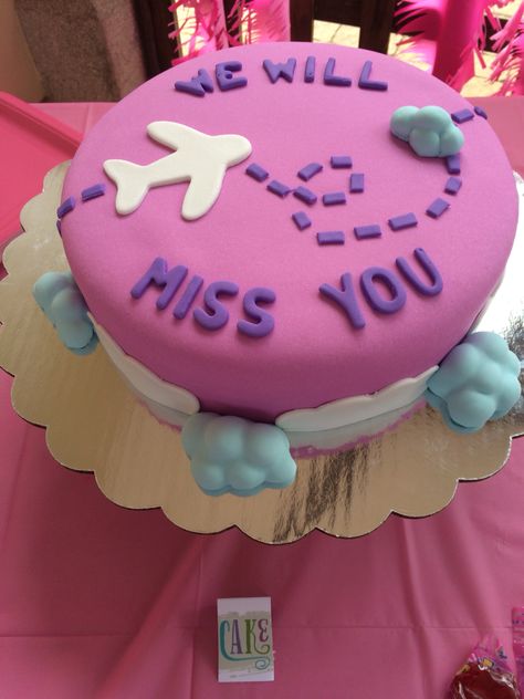 Farewell party cake                                                                                                                                                     More Farewell Surprise Ideas, Farewell Party Ideas Decoration Friends, Cake For Friend Going Abroad, Farewell Party Ideas For Friends, Farewell Cake For Friend Going Abroad, Goodbye Party Cake, We Will Miss You Cake, Fairwell Cake Ideas, Farewell Cake Ideas