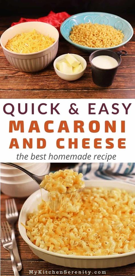 Easy 20-minute baked southern mac and cheese! Four simple ingredients. Macaroni, cheese, milk, and butter. No flour. Eggless. Essen, Mac And Cheese Baked, Macncheese Recipe, Makaroni Keju, Easy Mac N Cheese Recipe, Southern Mac And Cheese, Easy Mac N Cheese, Baked Mac And Cheese Recipe, Easy Mac And Cheese