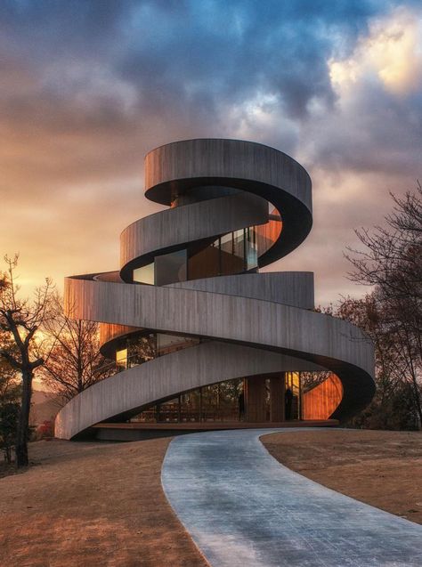 "Ribbon Chapel" ~ by Hiroshi Nakamura & NAP Co., Ltd. ~ Miks' Pics "Modern Architecture" board @ http://www.pinterest.com/msmgish/modern-architecture/ Onomichi Japan, Ribbon Chapel, Hiroshi Nakamura, Architecture Cool, Architecture Unique, مركز ثقافي, Modern Architecture Building, Unusual Homes, Interesting Buildings