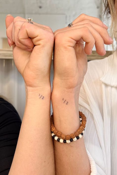 Mini Couple Tattoos, Couple Tattoo Quotes, Couple Wrist Tattoos, Couple Tattoo Designs, Ephemeral Tattoo, Matching Bff Tattoos, Minimalist Couple, Maching Tattoos, Matching Friend Tattoos