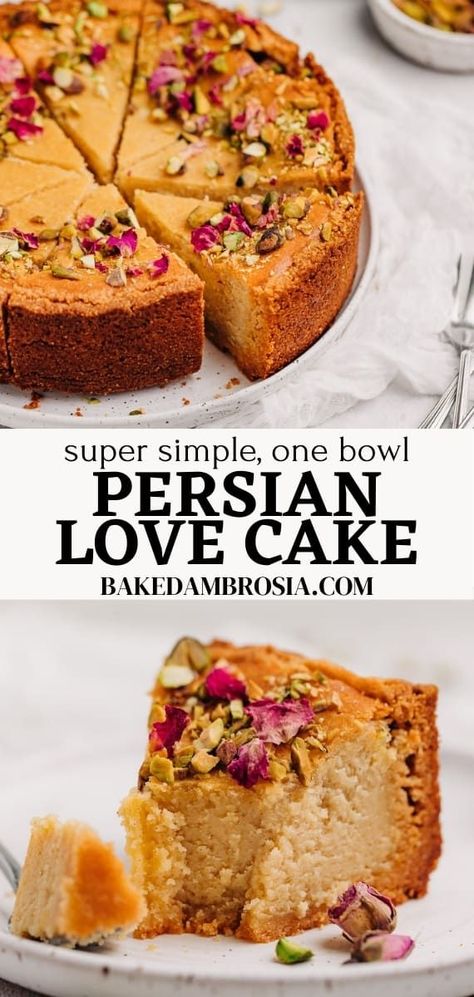 Love Cake Recipe, Recipe With Almond Flour, Persian Love Cake, Almond Crust, Creamy Yogurt, Gluten Free Cake, Persian Food, Baking Sweets, Love Cake