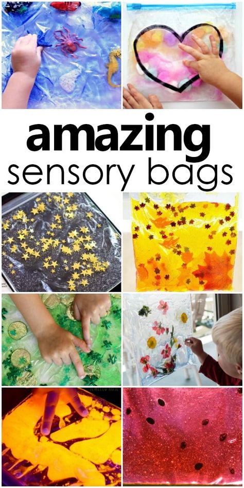 Montessori, Baby Sensory Bags, Kids Sensory Activities, Sensory Beads, Baby Development Activities, Halloween Sensory, Sensory Bag, Sensory Bags, Sensory Crafts