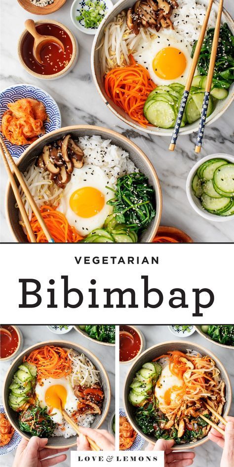 Korean Food Recipes, Bibimbap Recipe, Resepi Ayam, Cibo Asiatico, Seasoned Veggies, Tasty Vegetarian Recipes, Vegetarian Vegan Recipes, Soju, Meatless Meals