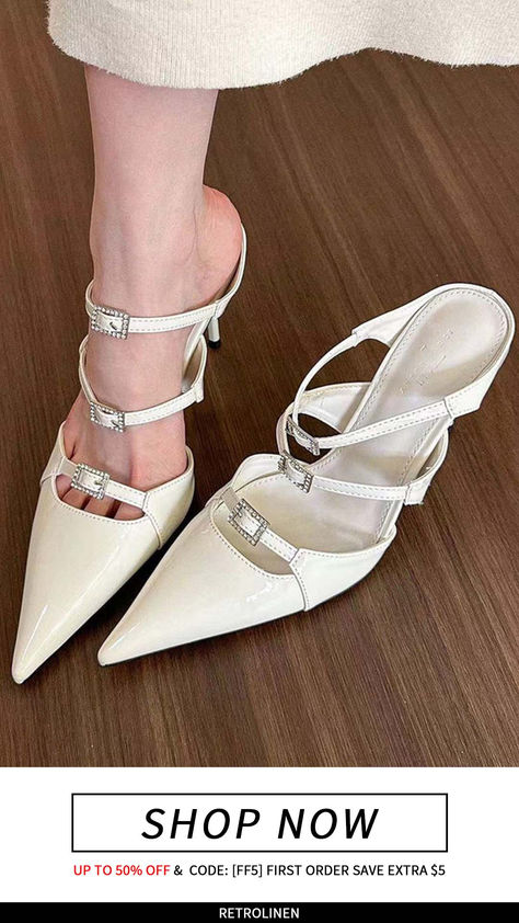 Made of:
-Faux Leather Upper.
-Rubber sole
- cushioned insole.
3.34"/8.5cm Stiletto Heel Cat Heels, Low Sandals, Sandals Woman, Women's Mules, Elegant Heels, Shoes With Jeans, 2024 Summer, Toe Designs, Stiletto Heel